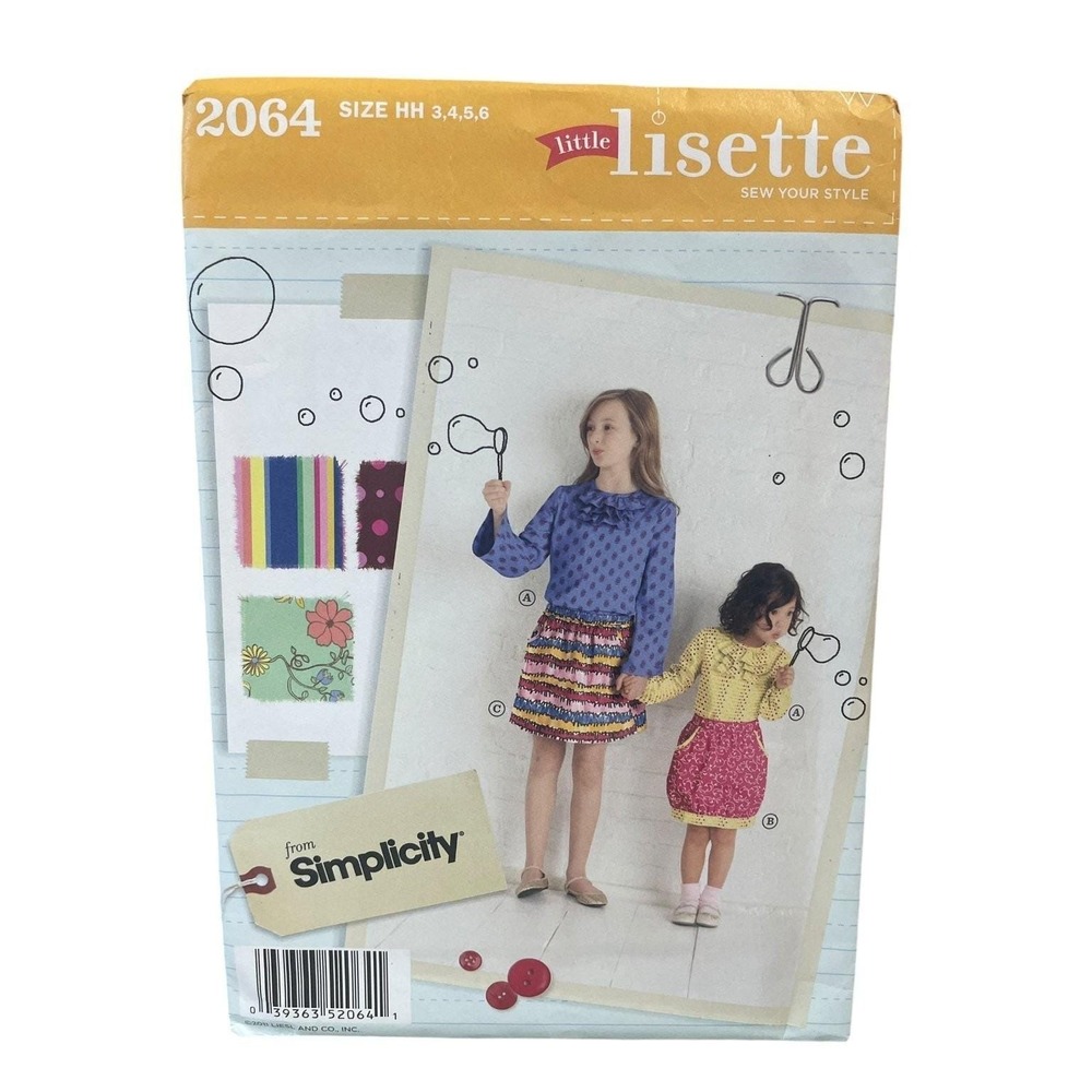 Simplicity 2064 Child Girls Skirt Pullover Blouse‎ Size HH 3-6